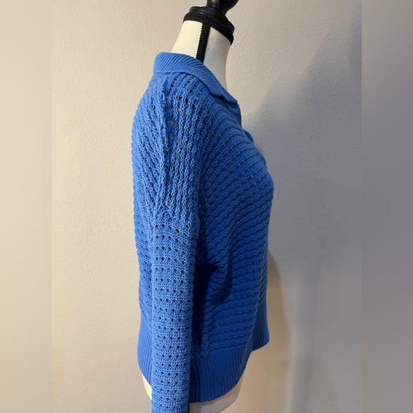 RETROD Knitted Polo V-neck Sweater Blue SZ Medium New With Tags - Picture 4 of 10